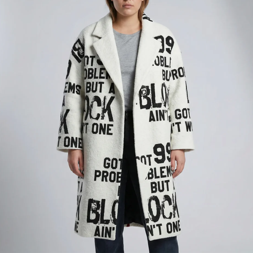 Lång Rutig Färgblock Overcoat för Kvinnor