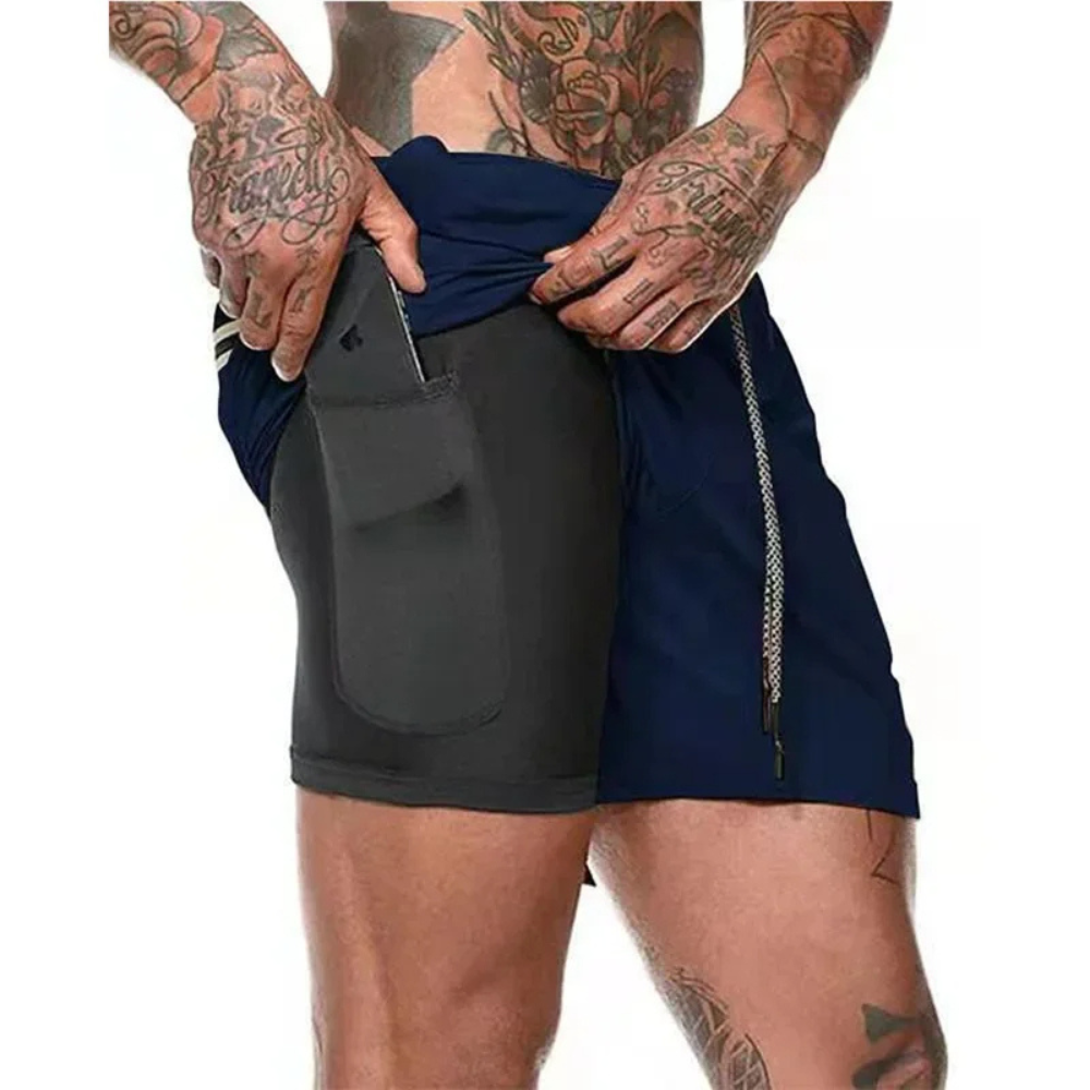 2-i-1 Mäns Sport Shorts