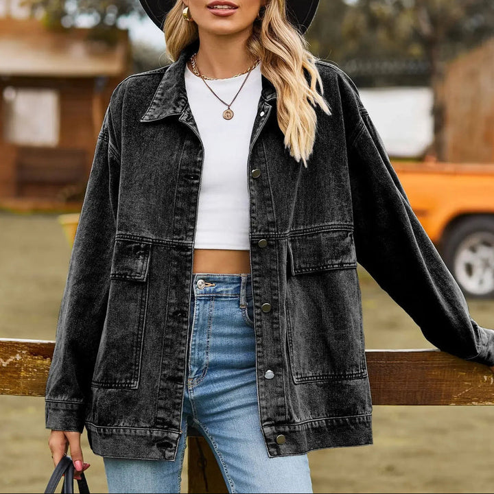 Klassisk Vintage Denim Jacka för Kvinnor