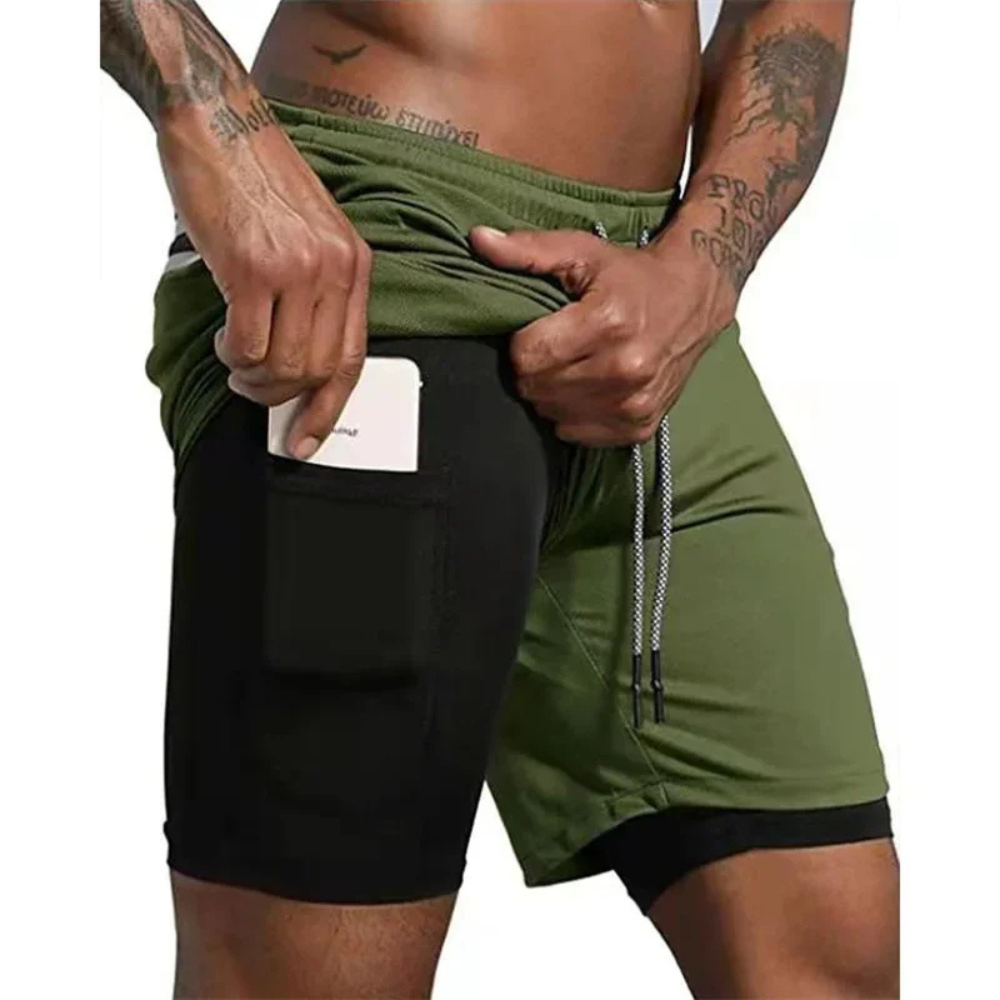 2-i-1 Mäns Sport Shorts