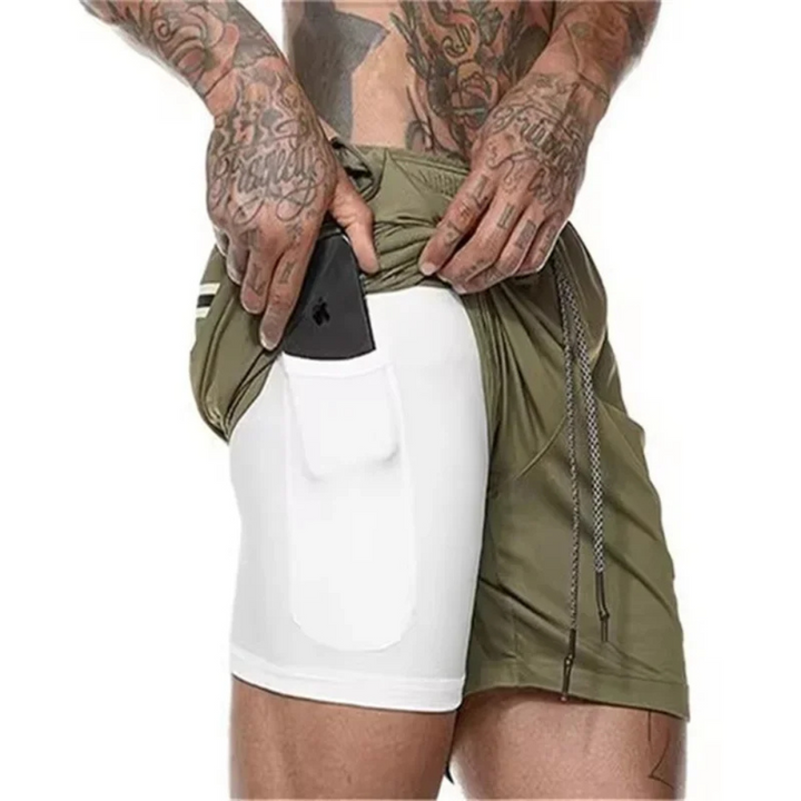 2-i-1 Mäns Sport Shorts