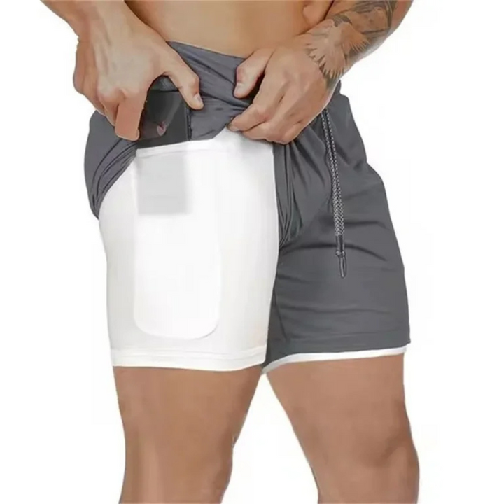 2-i-1 Mäns Sport Shorts