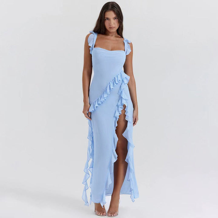 High Waist Long Dress with Collage Stitching