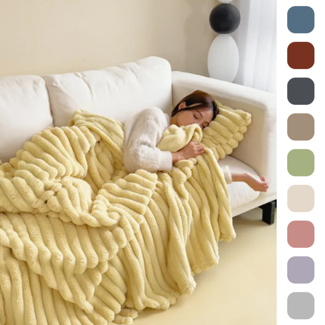 Mjuk Bubble Velvet Filt med Kaninpälsliknande Design och Varm Känsla