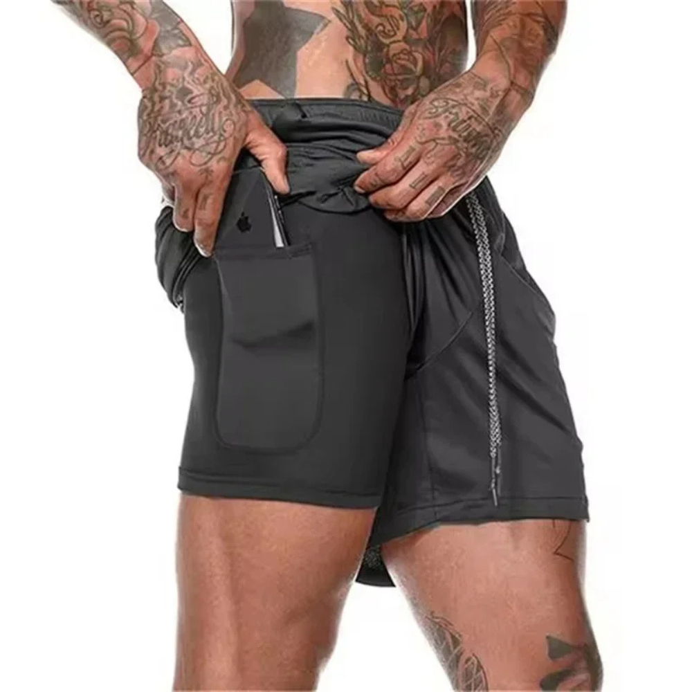 2-i-1 Mäns Sport Shorts