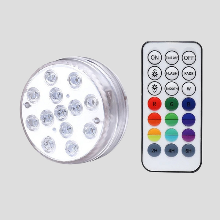LED Lampa Färg Submersible Pool Lampa med RF Fjärkontroll