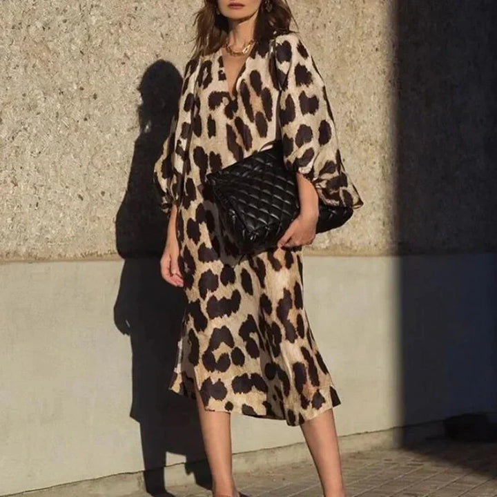 Elegant Leopard Print Klänning