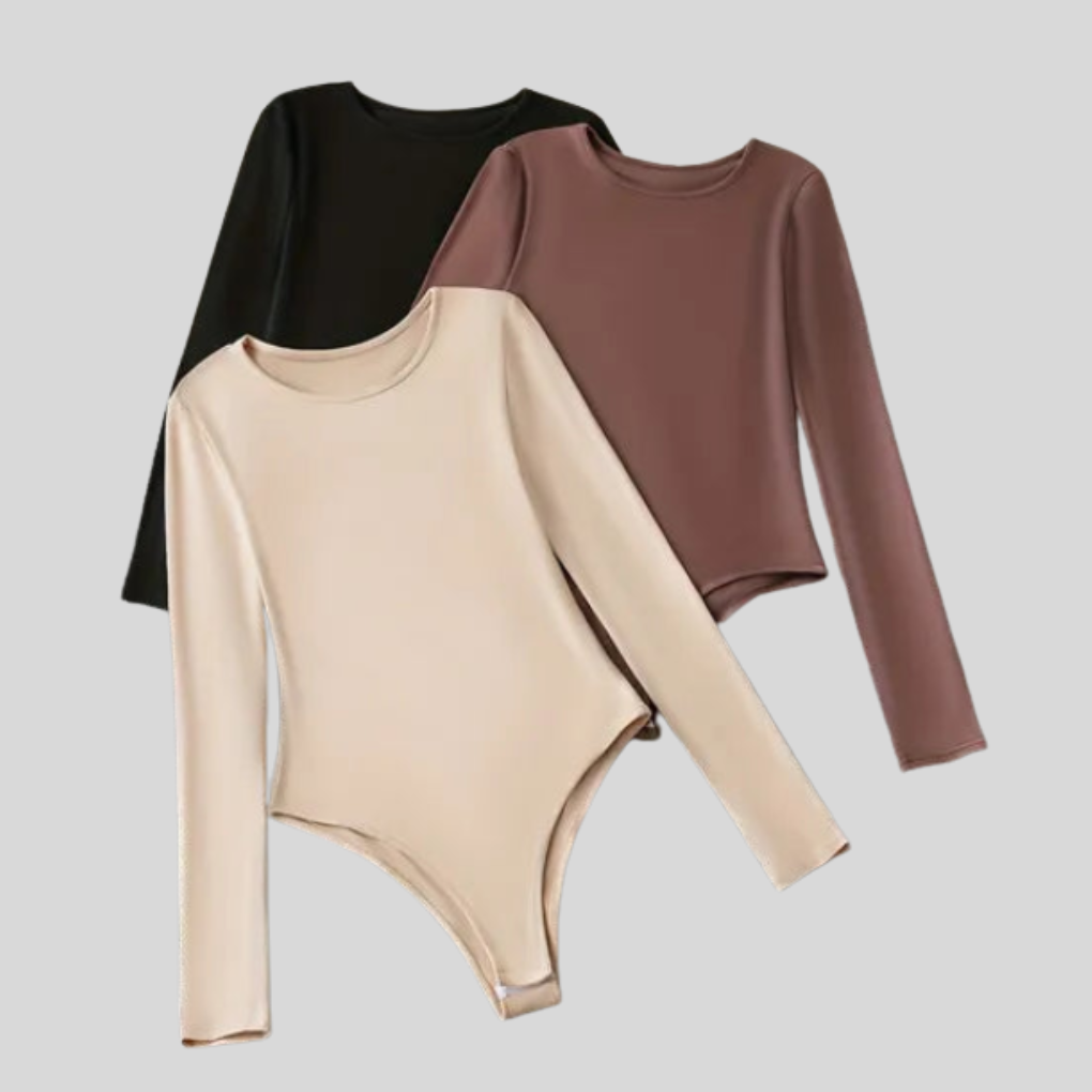 3-Pack Casual Långärmad Bodys för Kvinnor