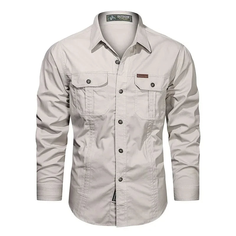 Herr Utility Pocket Button-Up Skjorta