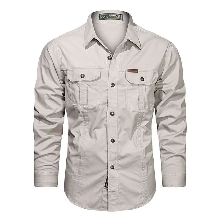 Herr Utility Pocket Button-Up Skjorta