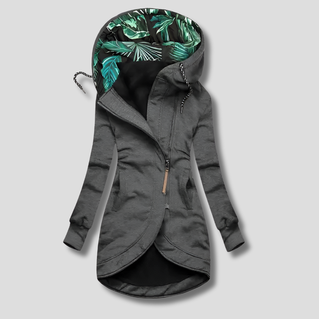 Stilig Zip-Up Jacka med Huva för Kvinnor
