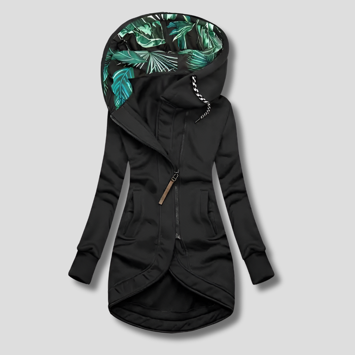 Stilig Zip-Up Jacka med Huva för Kvinnor