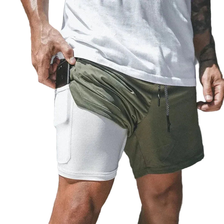 2-i-1 Mäns Sport Shorts