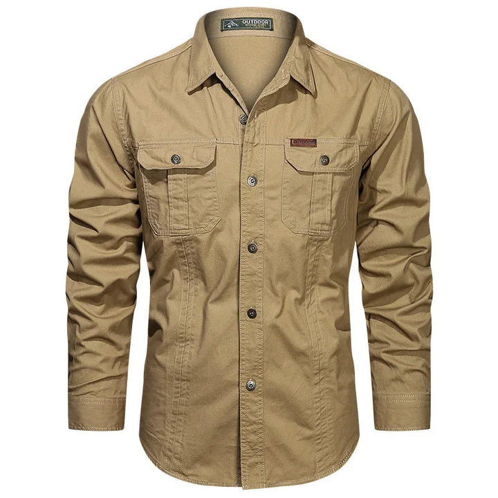 Herr Utility Pocket Button-Up Skjorta