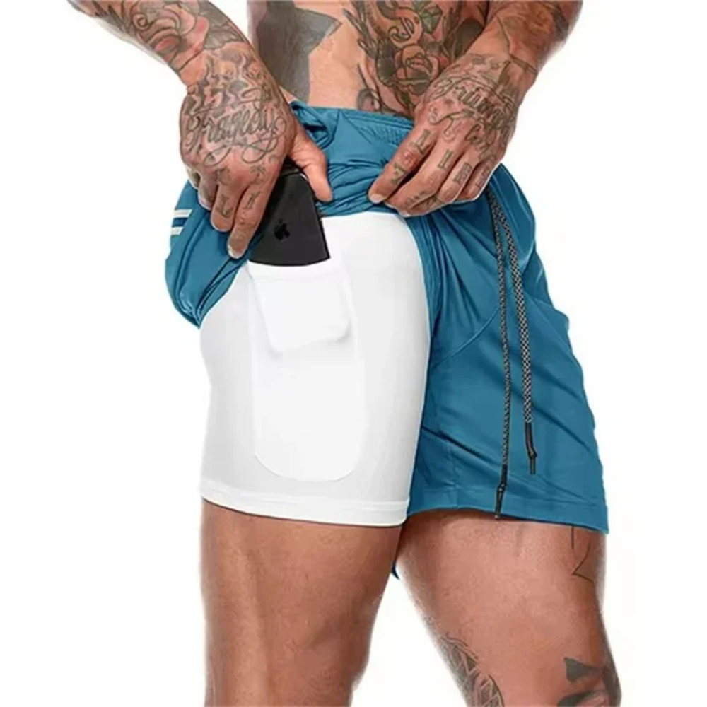 2-i-1 Mäns Sport Shorts