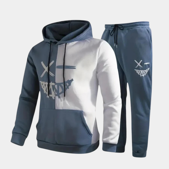 Grafisk Hoodie & Jogger Set för Män
