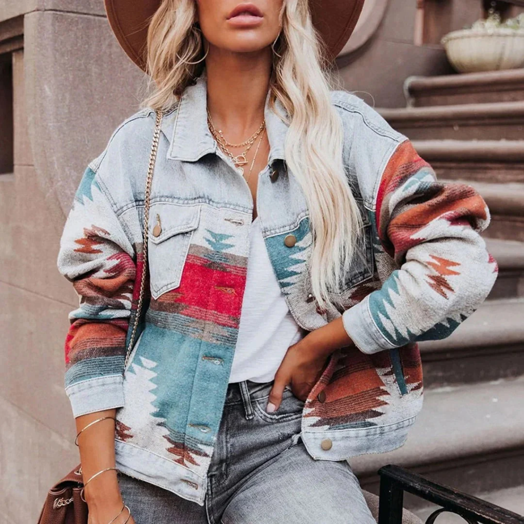 Retro Denim Jacka för Kvinnor