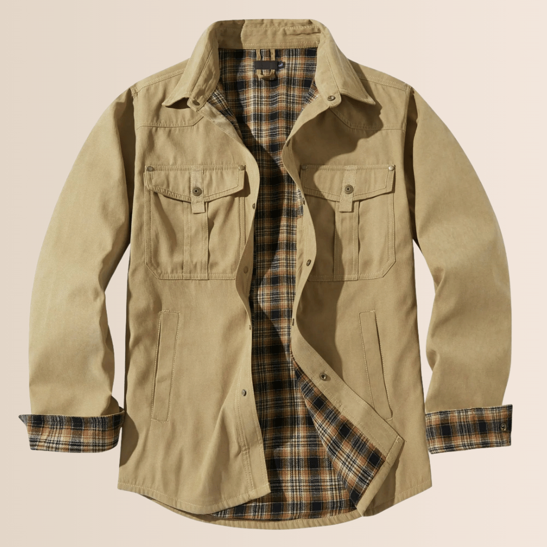 Vintage Flanell Rutig Jacka för Män