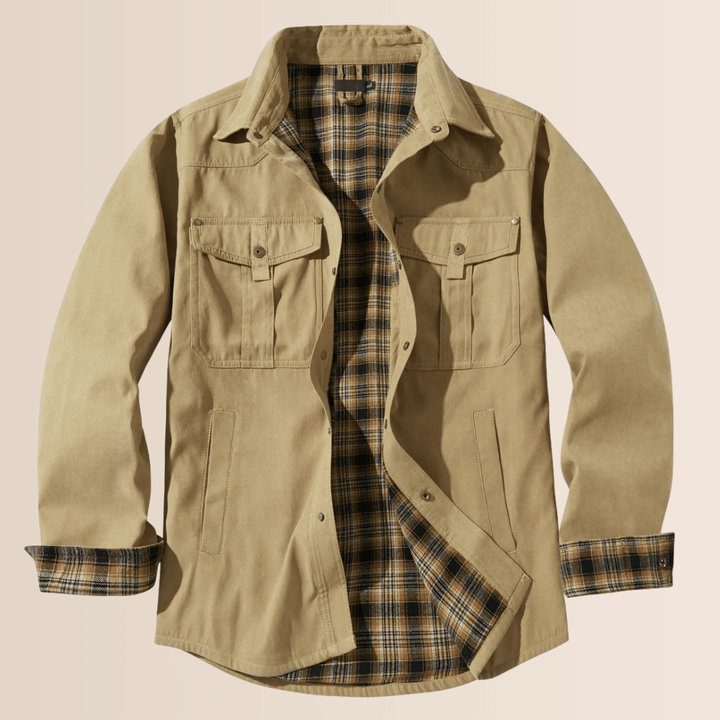 Vintage Flanell Rutig Jacka för Män