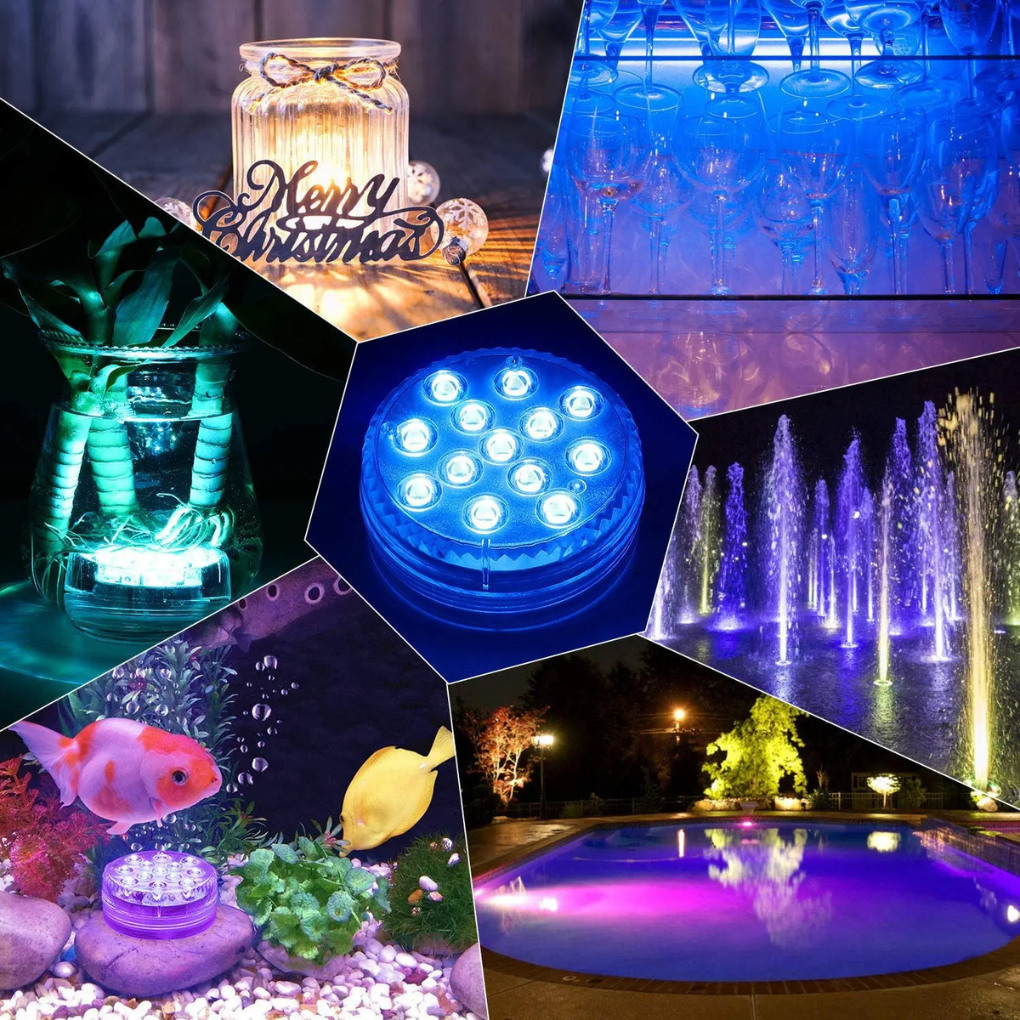 LED Lampa Färg Submersible Pool Lampa med RF Fjärkontroll