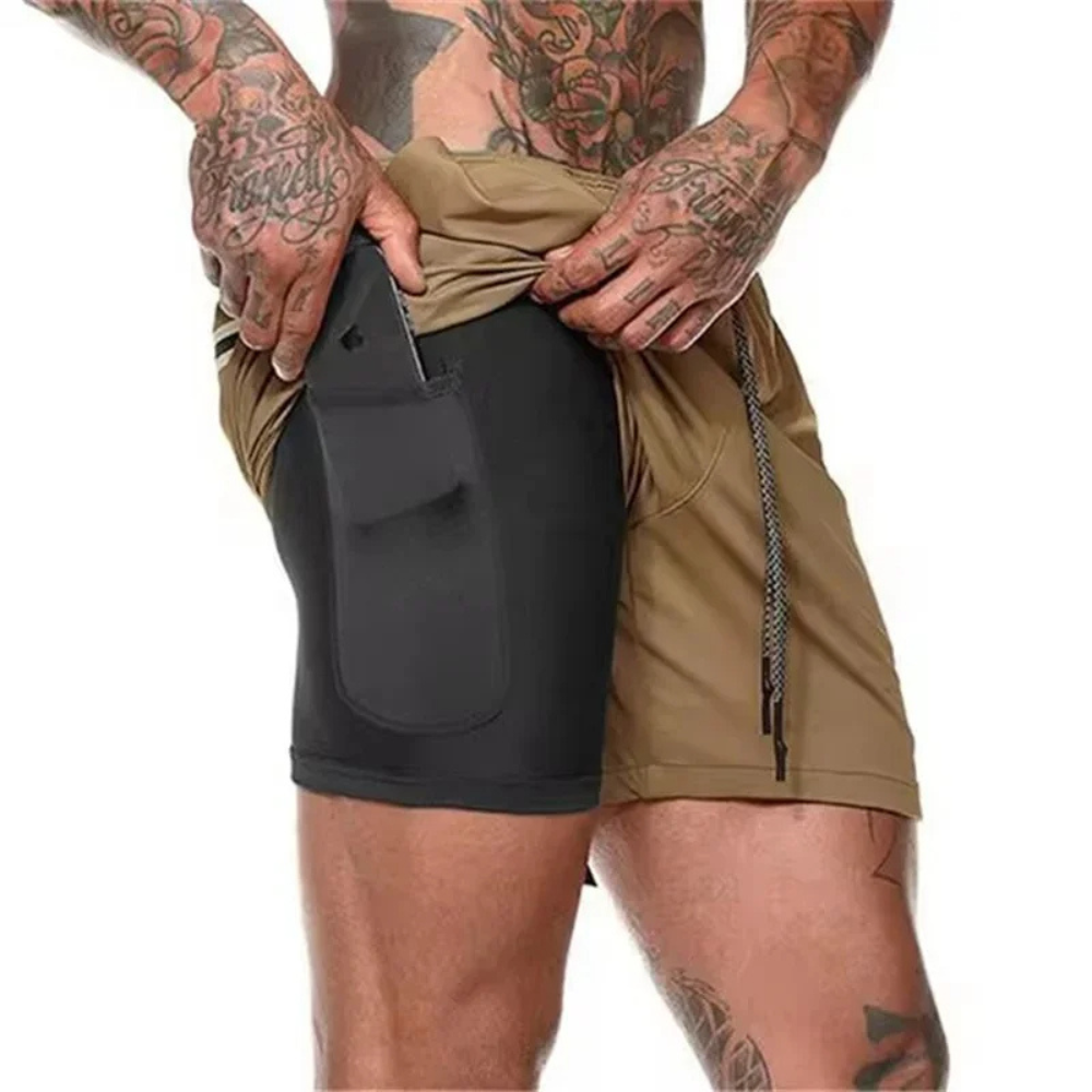 2-i-1 Mäns Sport Shorts