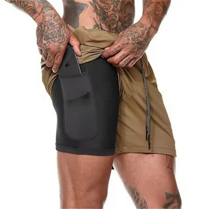 2-i-1 Mäns Sport Shorts