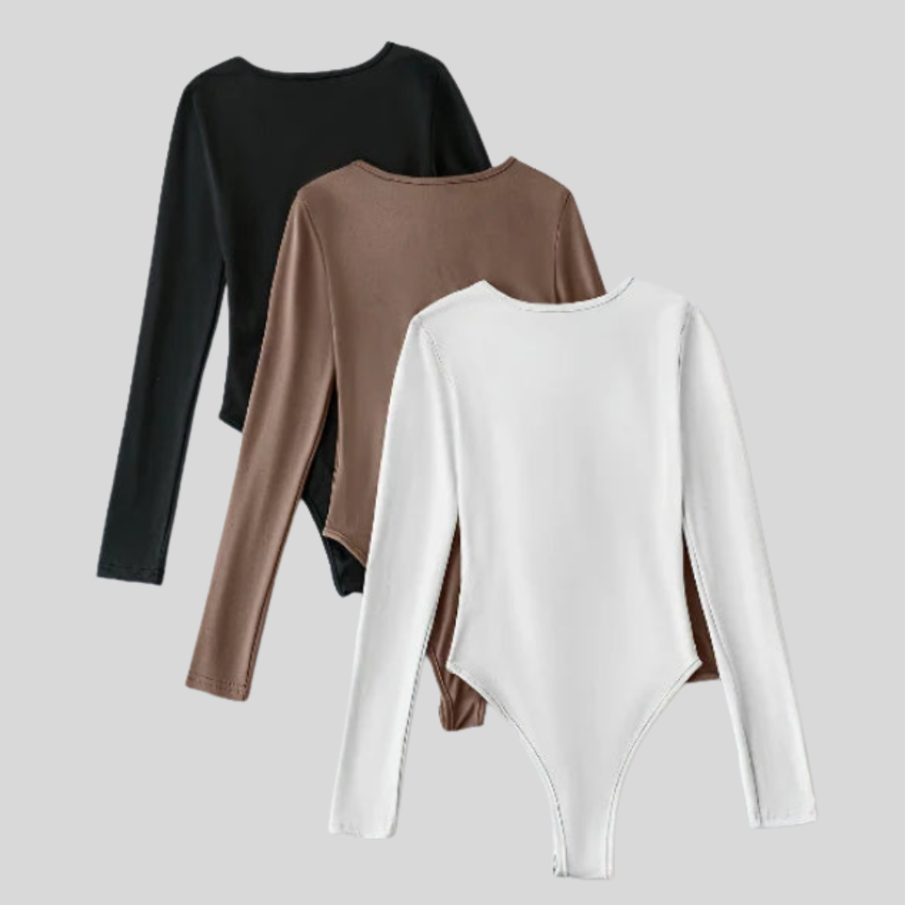 3-Pack Casual Långärmad Bodys för Kvinnor