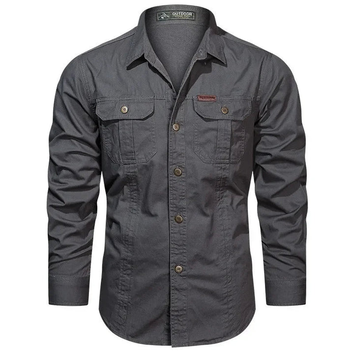 Herr Utility Pocket Button-Up Skjorta