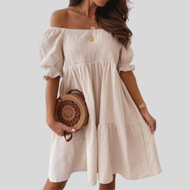 Elegant En Axel Mini Klänning för Sommar