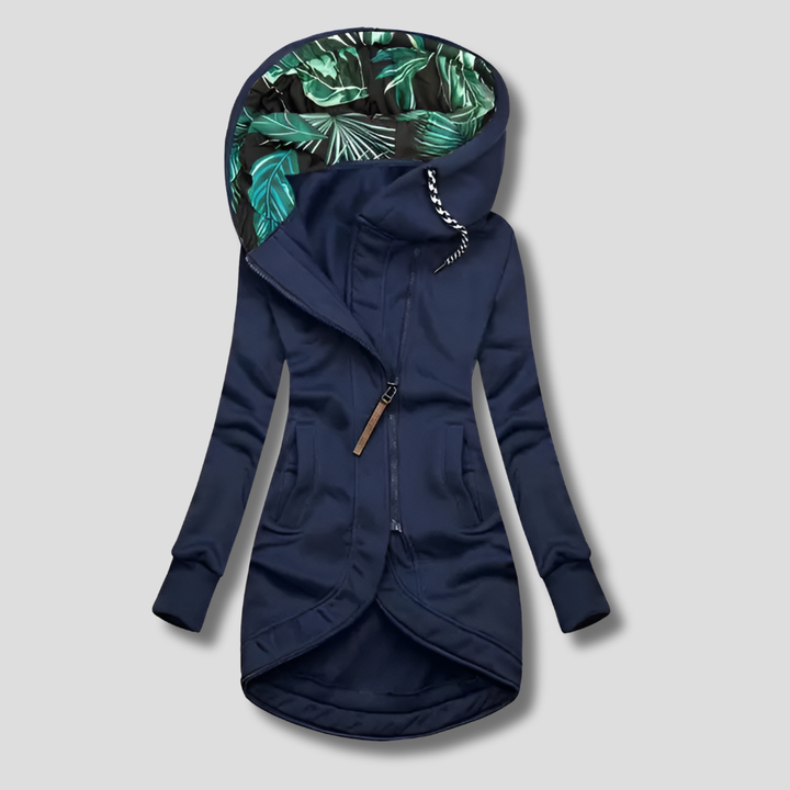 Stilig Zip-Up Jacka med Huva för Kvinnor