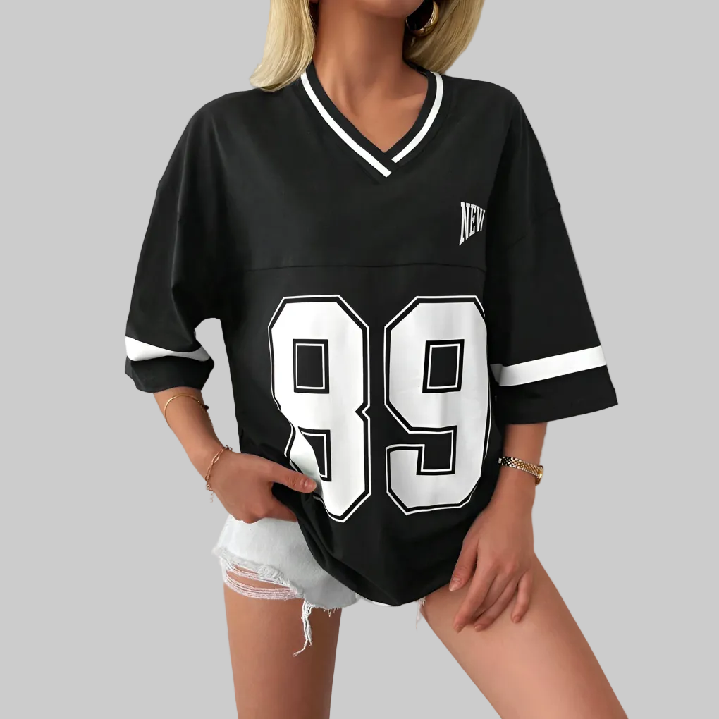 Oversized Casual Baseball/Football Shirt för kvinnor