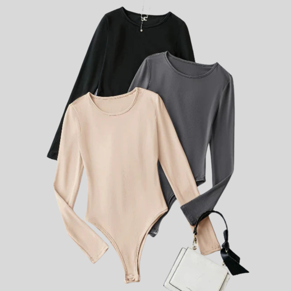 3-Pack Casual Långärmad Bodys för Kvinnor