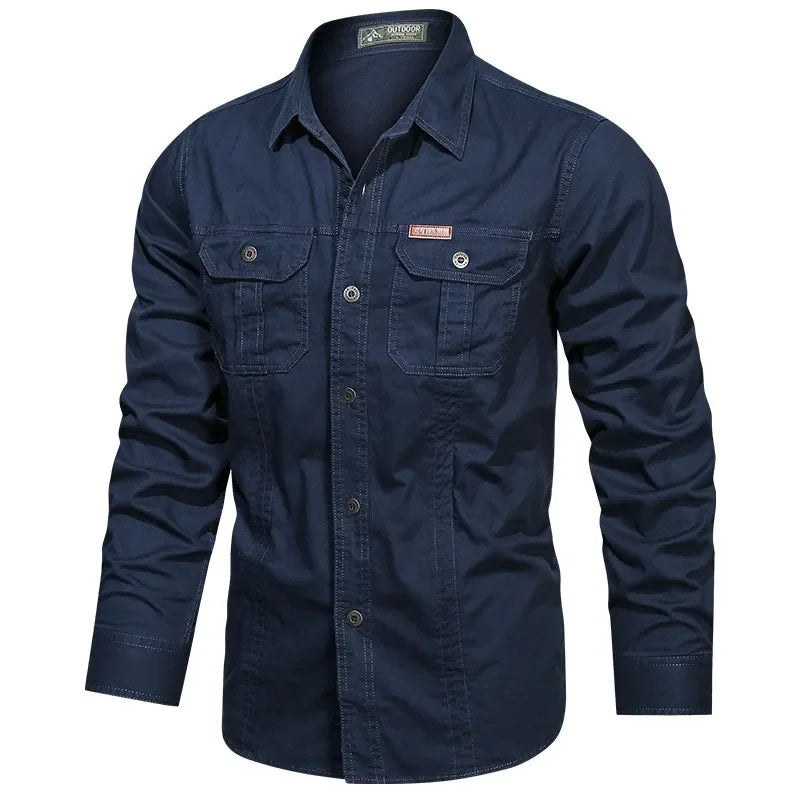 Herr Utility Pocket Button-Up Skjorta