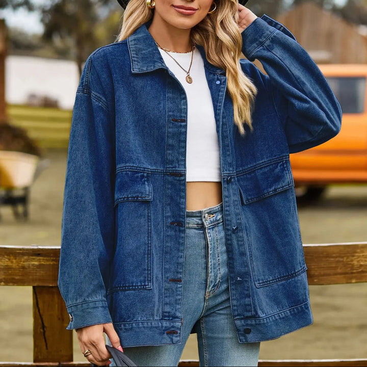 Klassisk Vintage Denim Jacka för Kvinnor