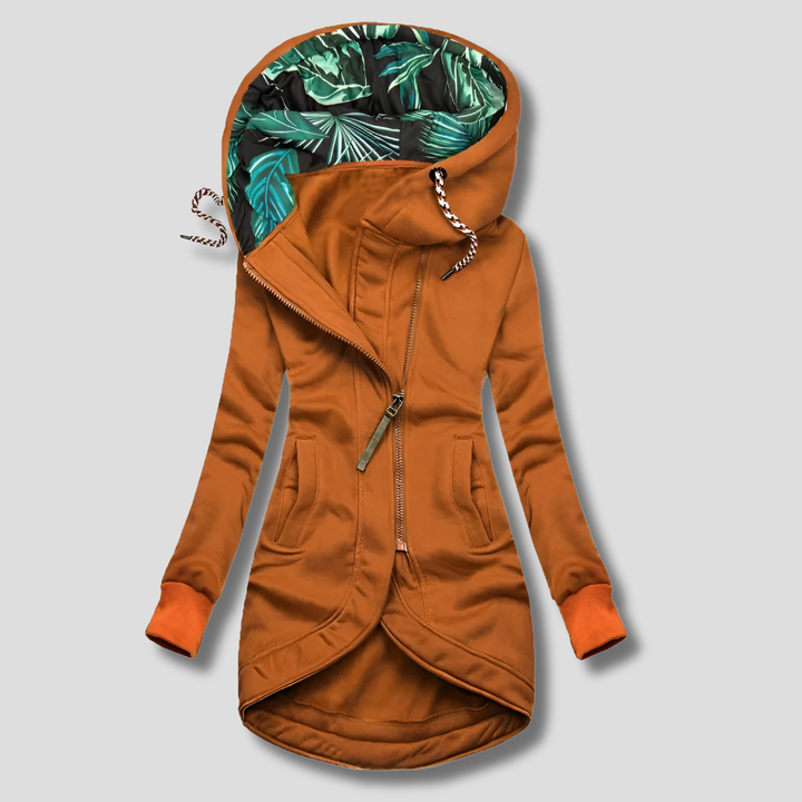 Stilig Zip-Up Jacka med Huva för Kvinnor
