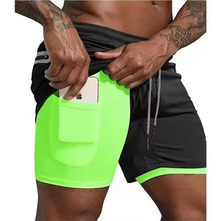 2-i-1 Mäns Sport Shorts