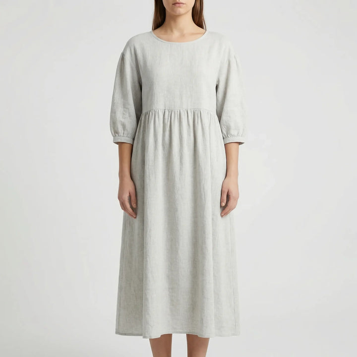 Florvana - 3/4 Sleeve Smocked Bodice Midi Dress