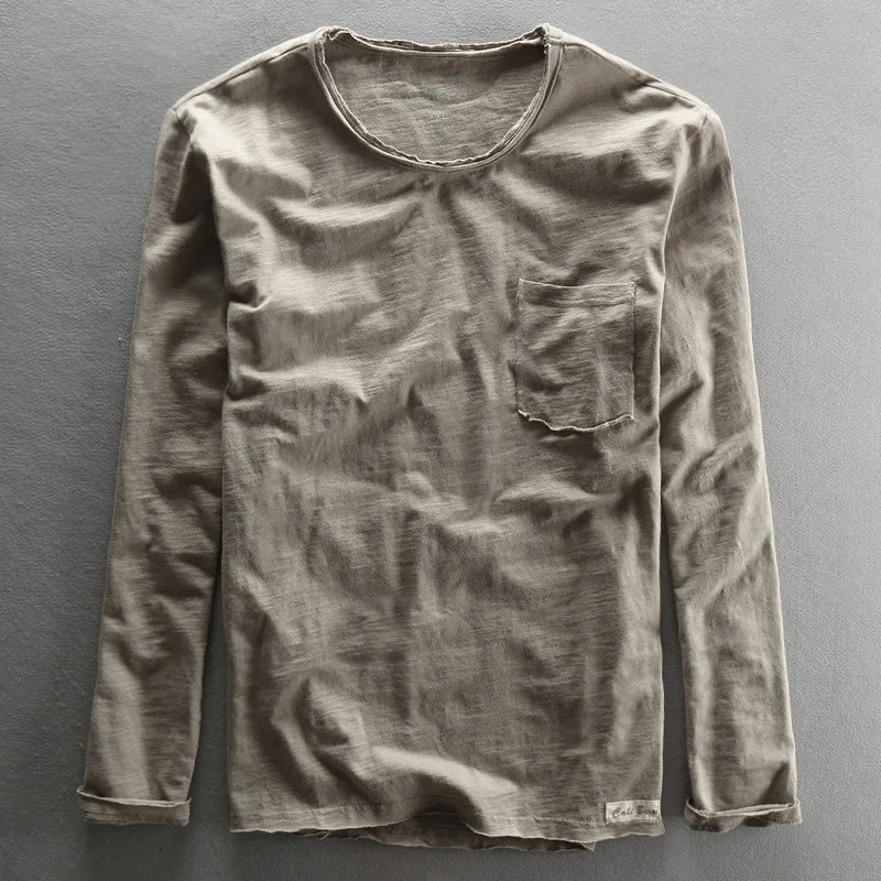 Vintage Bambu Bomull Lang Ärms Topp för Kvinnor