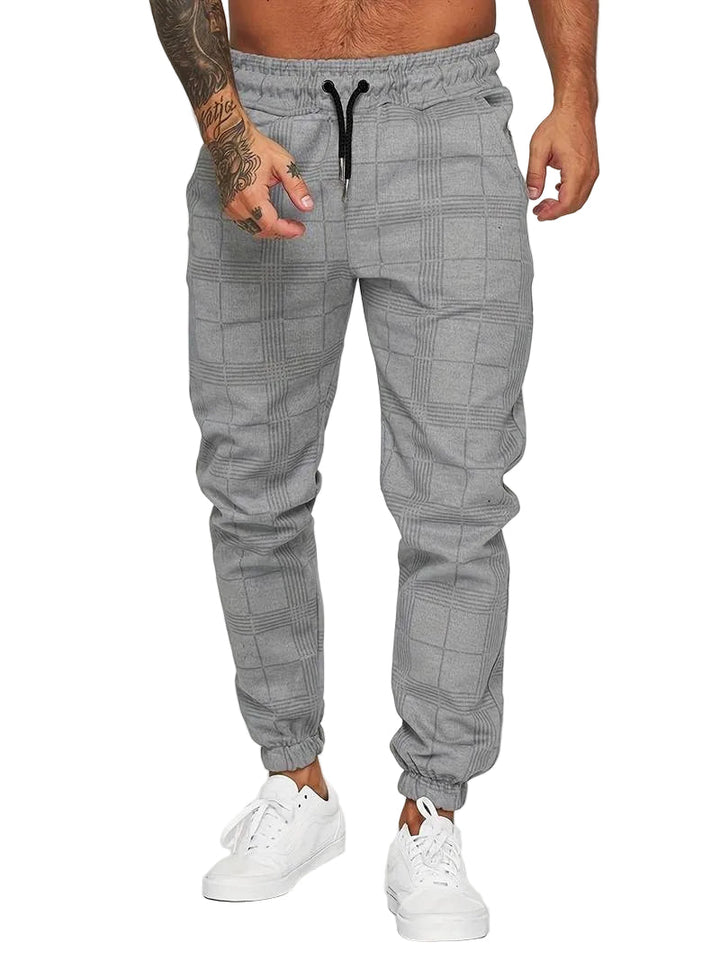 Rutiga Slim Fit Joggers för Män