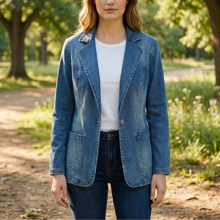 Skräddarsydd Denim Blazer För Kvinnor