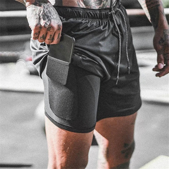 2-i-1 Mäns Sport Shorts