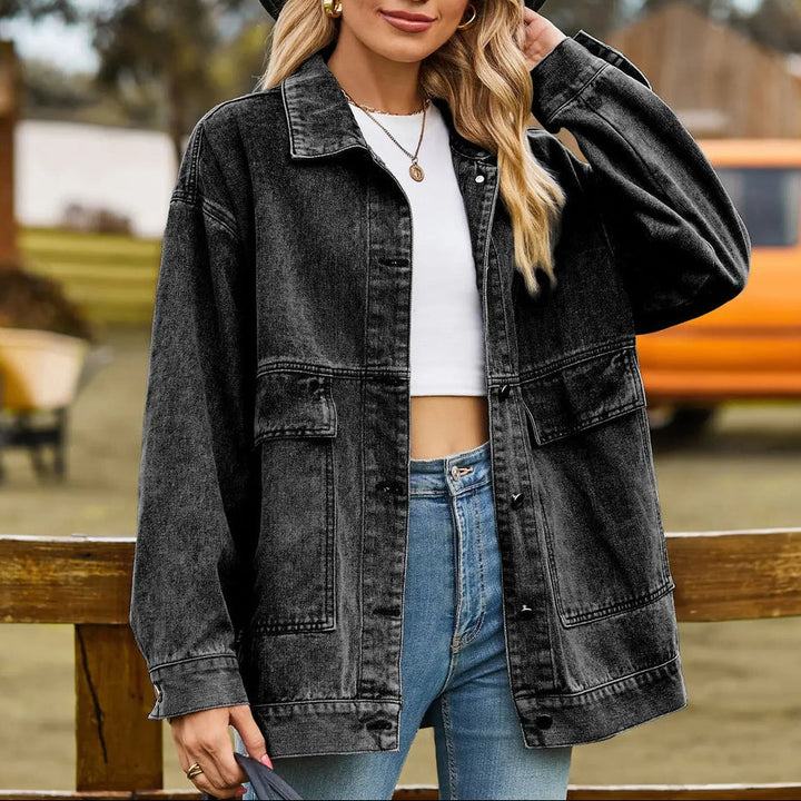 Klassisk Vintage Denim Jacka för Kvinnor