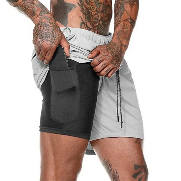 2-i-1 Mäns Sport Shorts