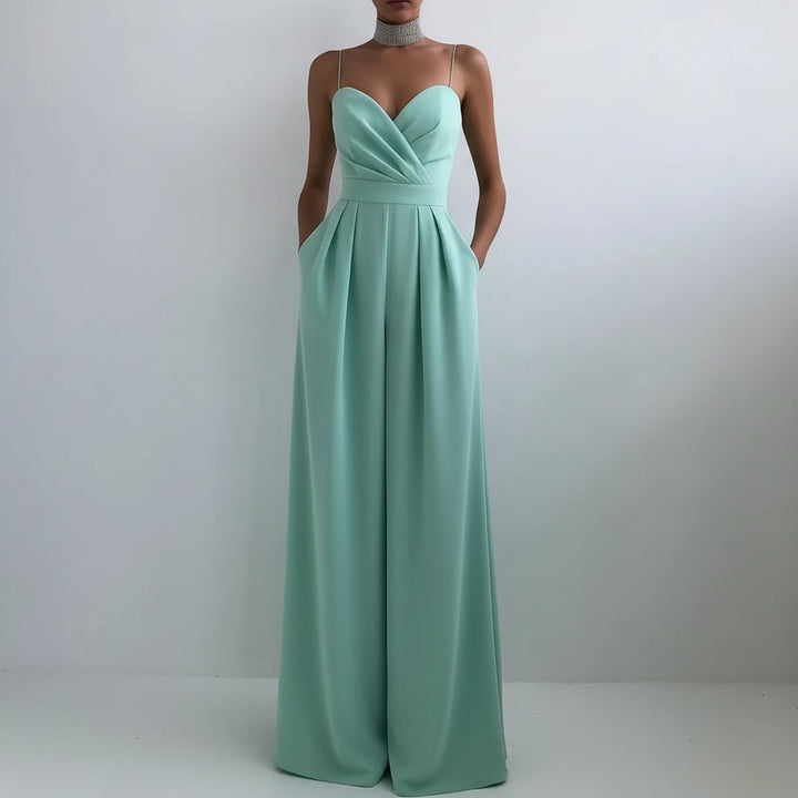 Ärmlös jumpsuit med hög midja för kvinnor