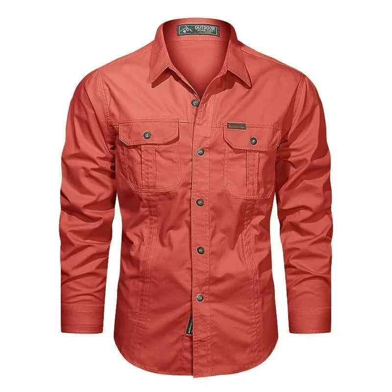Herr Utility Pocket Button-Up Skjorta