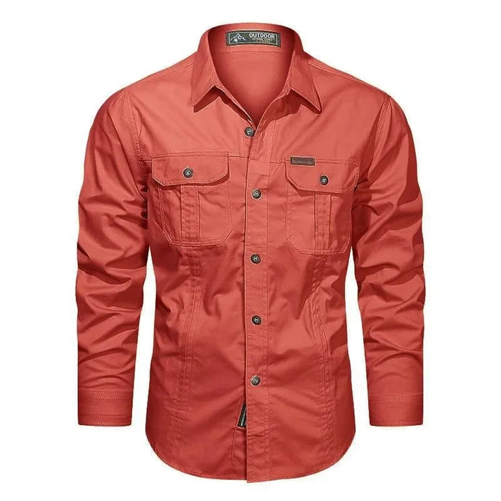 Herr Utility Pocket Button-Up Skjorta