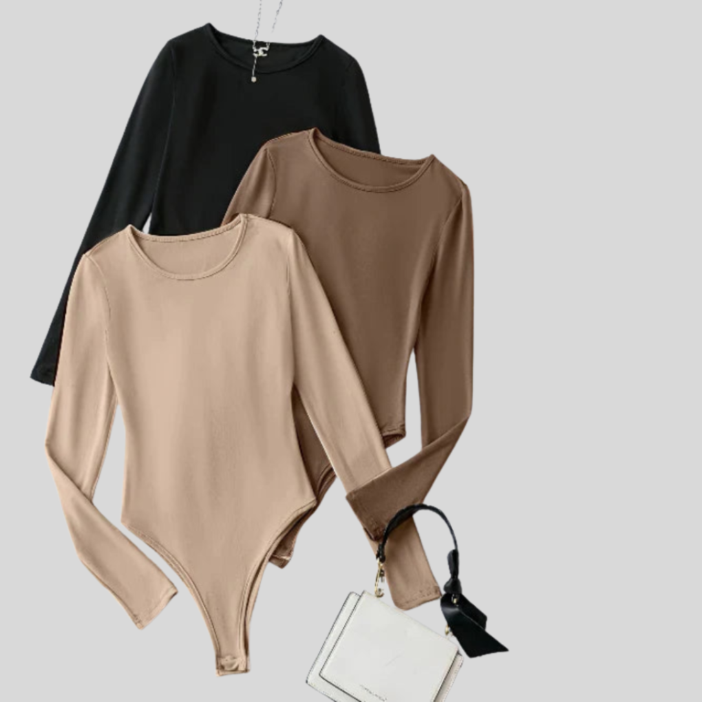 3-Pack Casual Långärmad Bodys för Kvinnor