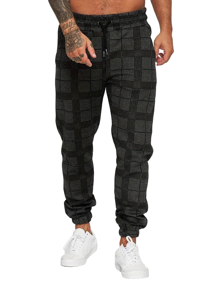 Rutiga Slim Fit Joggers för Män
