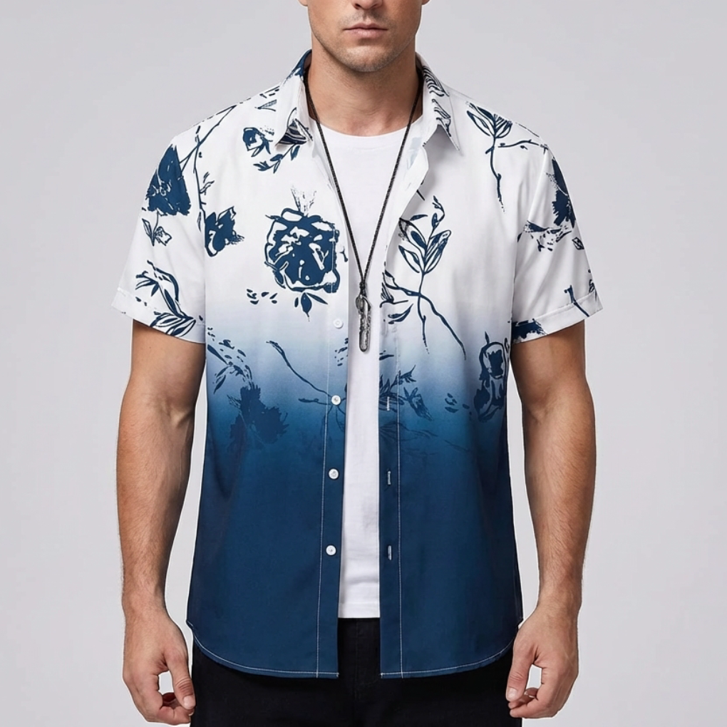 3D Blomtryck Hawaiian Skjorta för Män