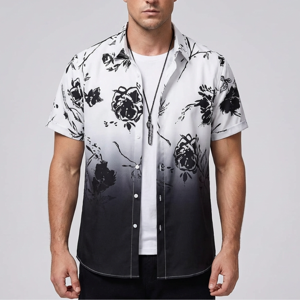 3D Blomtryck Hawaiian Skjorta för Män